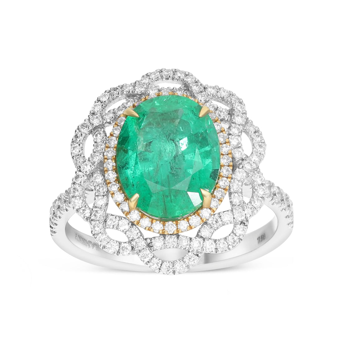Emerald Flower-Shaped Ring - 3 Carat