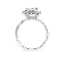 Cushion Cut Diamond with Pave Halo Split Shank Engagement Ring