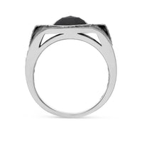 Cabochon Cut Black Diamond Signet Ring - 4.47 Carat