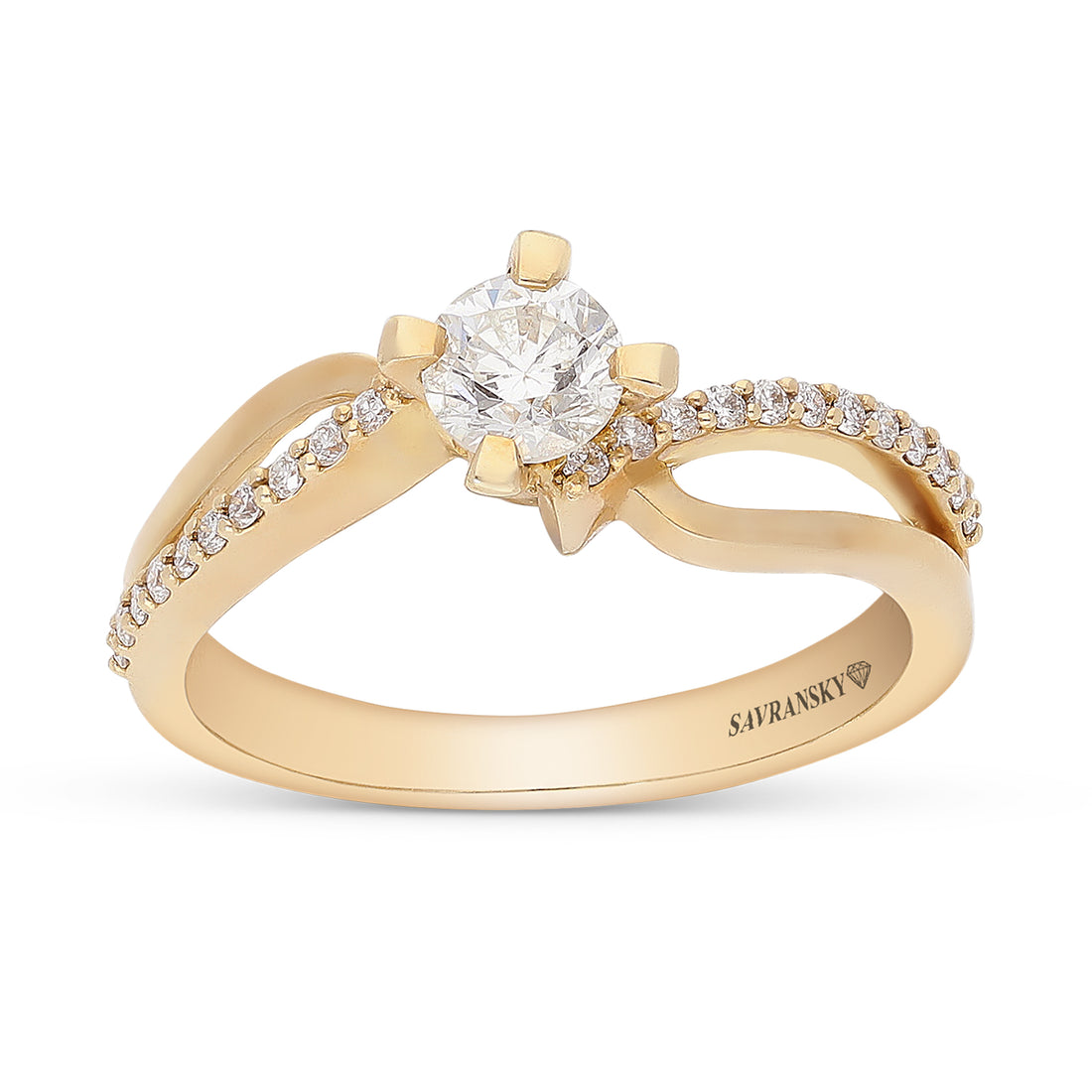 Infinity Yellow Gold Round Diamond Solitaire Engagement Ring