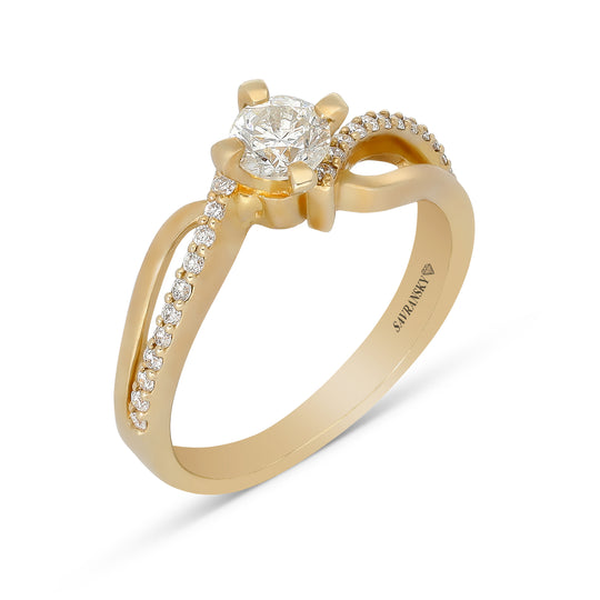 Infinity Yellow Gold Round Diamond Solitaire Engagement Ring