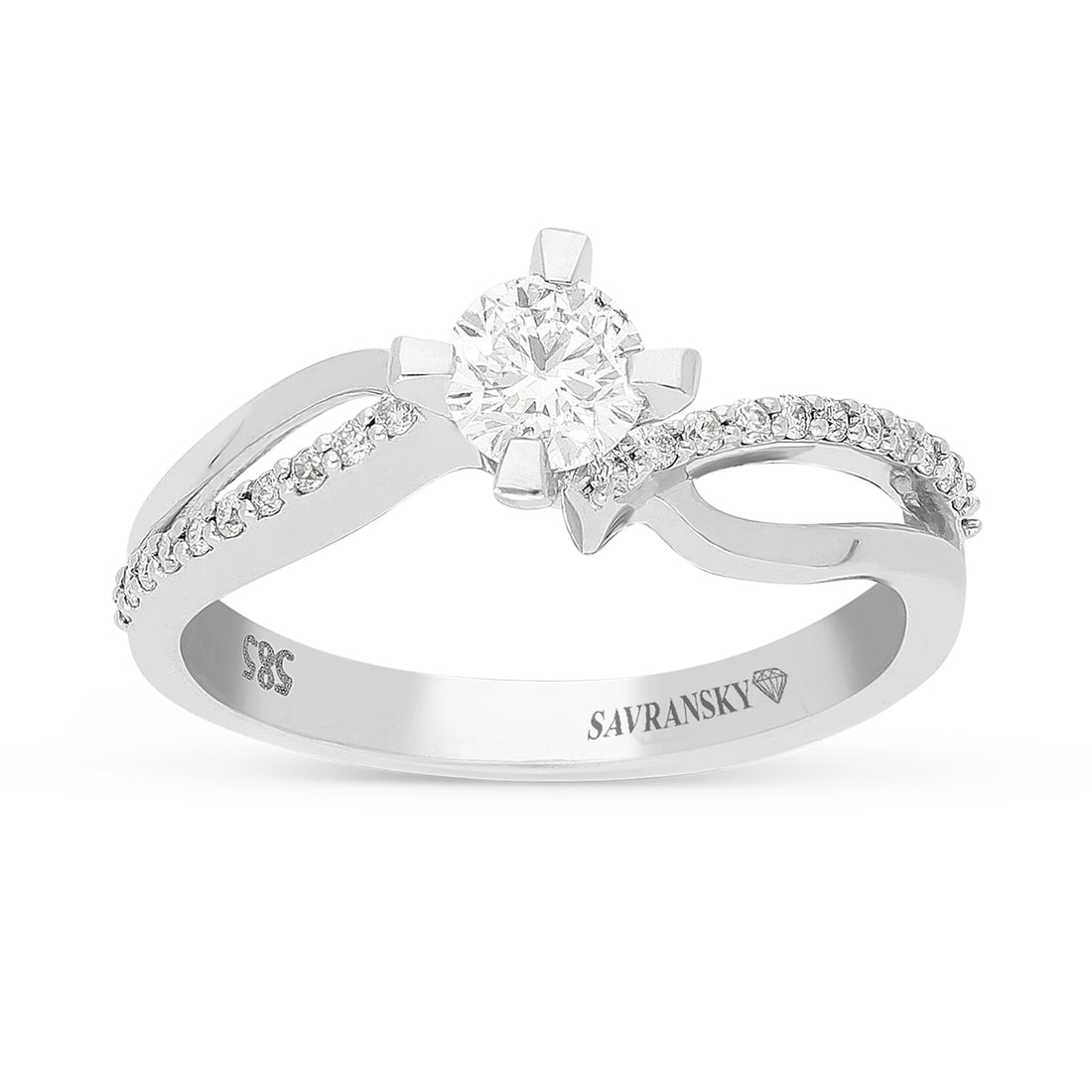 Infinity White Gold Brilliant Cut Diamond Solitaire Engagement Ring