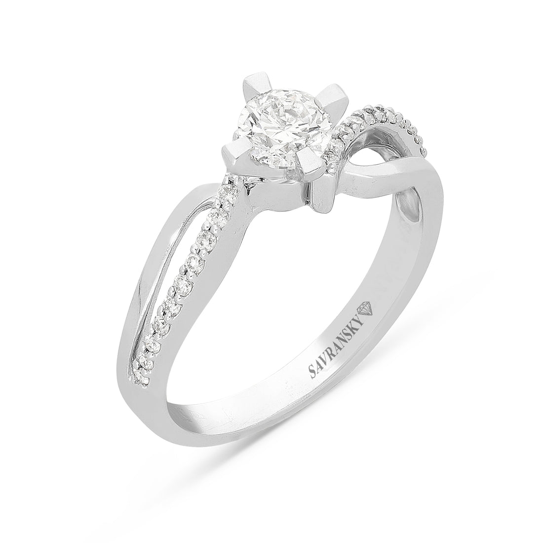 Infinity White Gold Brilliant Cut Diamond Solitaire Engagement Ring