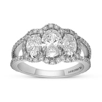 Three Stone Oval Cut Diamond Split Shank Engagement Ring