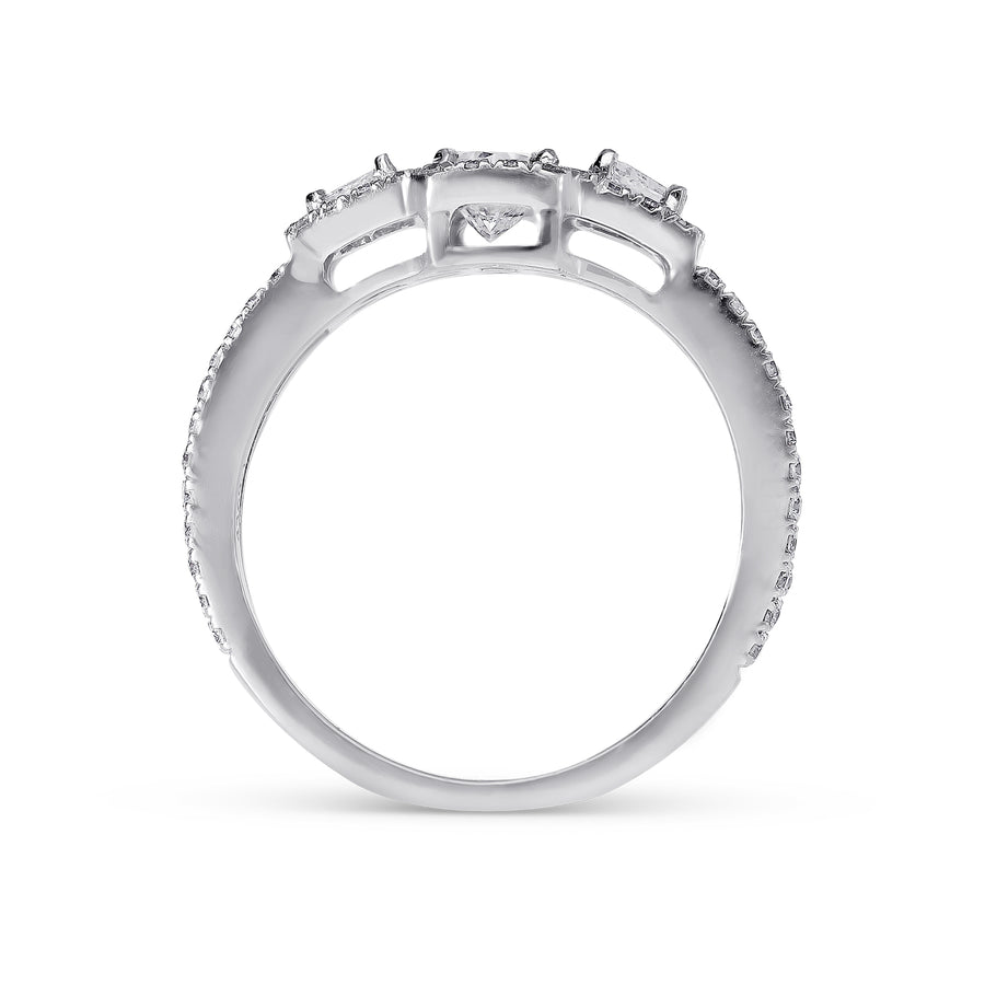 Three Stone Radiant Cut Split Shank Engagement Ring