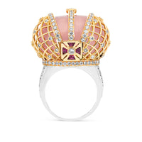 Royal Jubilee Cabochon Cut Rose Quartz Ring