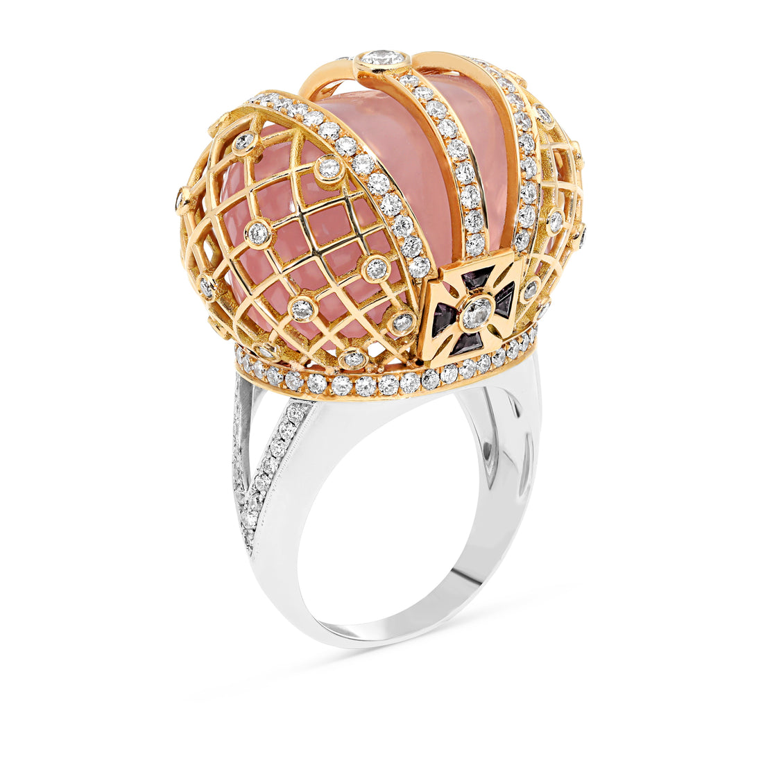 Royal Jubilee Cabochon Cut Rose Quartz Ring