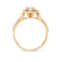 Infinity Rose Gold Pave Halo Brilliant Cut Diamond Engagement Ring