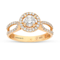 Infinity Rose Gold Pave Halo Brilliant Cut Diamond Engagement Ring