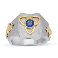 Two Tone Sapphire Men's Signet Ring