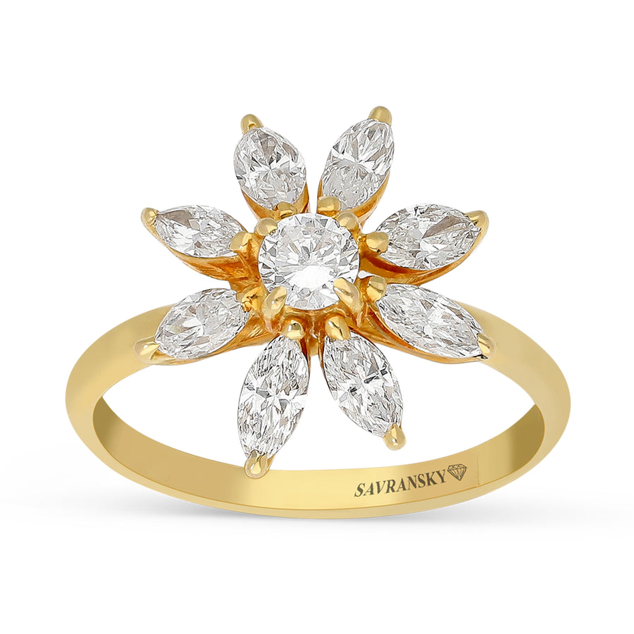 Flower Shaped Diamond Band Ring