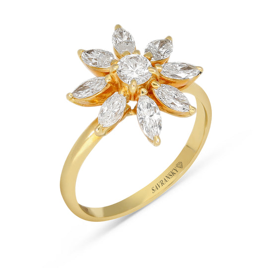 Flower Shaped Diamond Band Ring