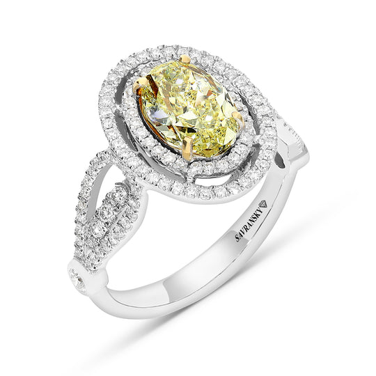 Oval Cut Fancy Yellow Engagement Ring