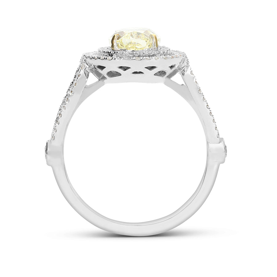 Oval Cut Fancy Yellow Engagement Ring