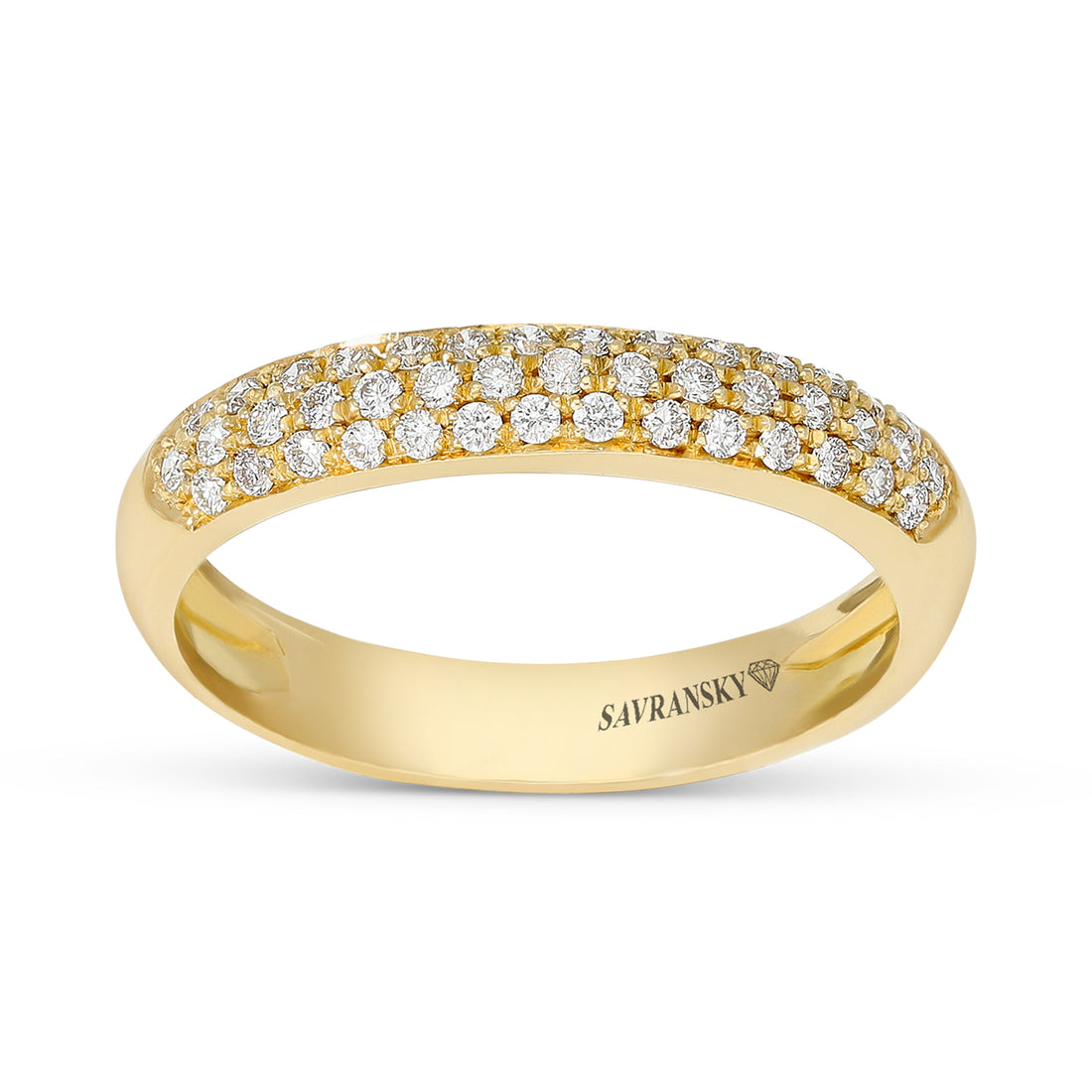 Yellow Gold Invisible Pave Diamond Band Ring