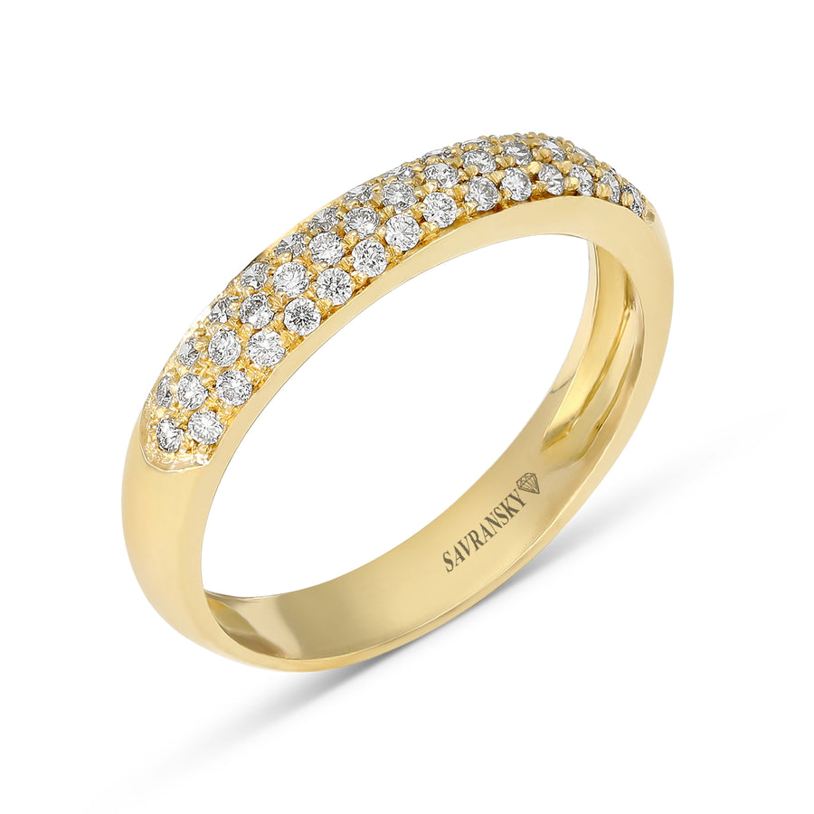Yellow Gold Invisible Pave Diamond Band Ring