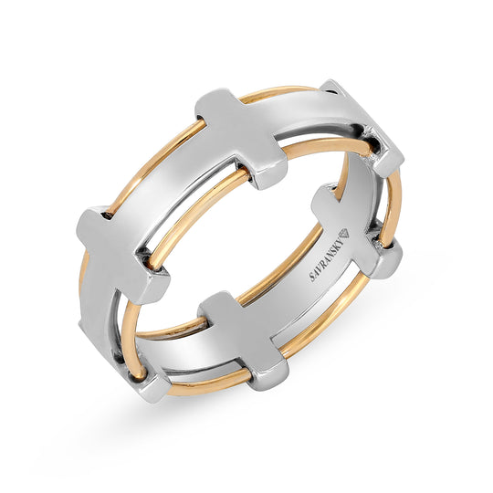 Two Tone Rose and White Gold Minimal Wedding Band - Unisex