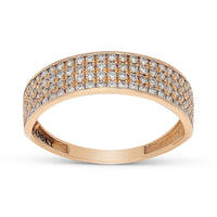 Rose Gold Pave Lined Diamond Band Ring