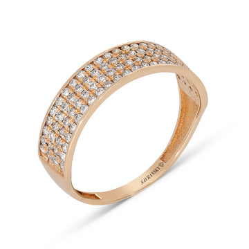 Rose Gold Pave Lined Diamond Band Ring