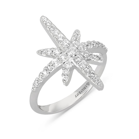 North Star Invisible Pave Diamond Elongated Ring