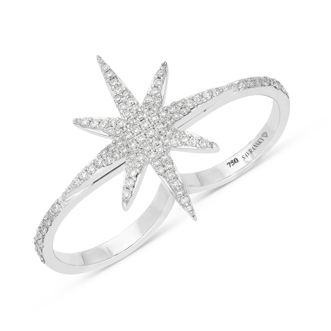 North Star Invisible Pave Diamond Double Ring