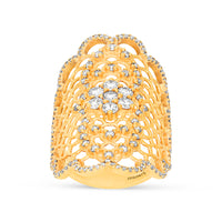 Yellow Gold Scalloped Filigree Diamond Ring