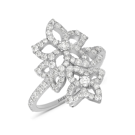 Diamond Two Flower Open Ring