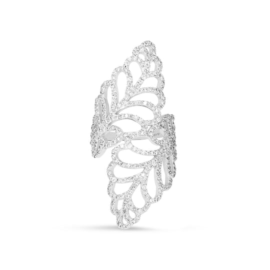 Double Leaf Elongated Diamond Ring