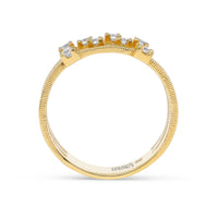 Bypass Yellow Gold Multi Row Orbit-Style Diamond Ring