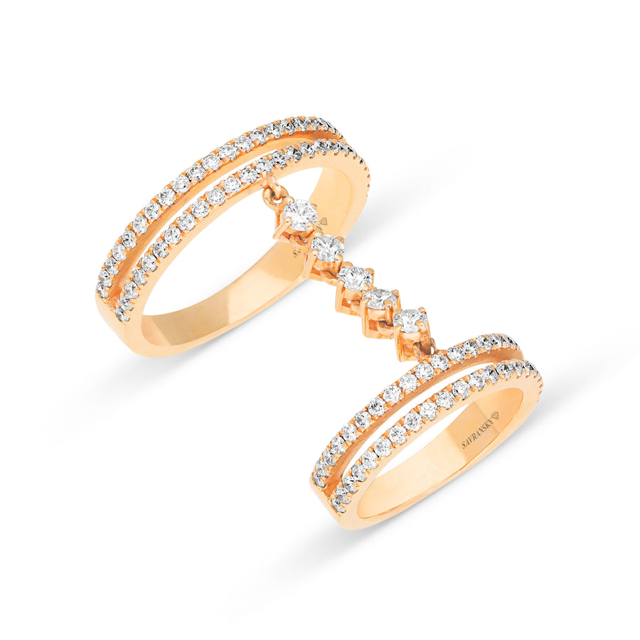 Diamond Rose Gold Double Ring