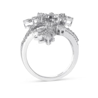 Diamond Flower Elongated Ring