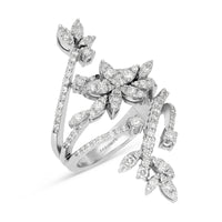 Diamond Flower Elongated Ring