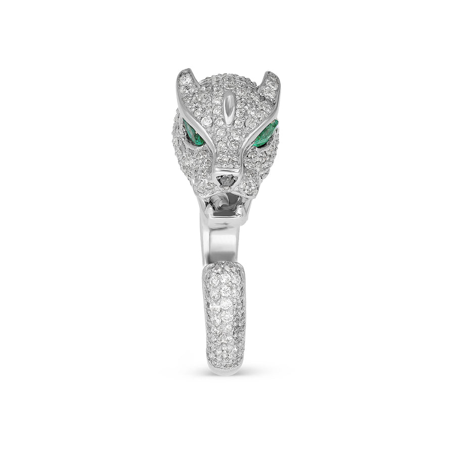Novelty Diamond and Emerald Jaguar Statement Ring