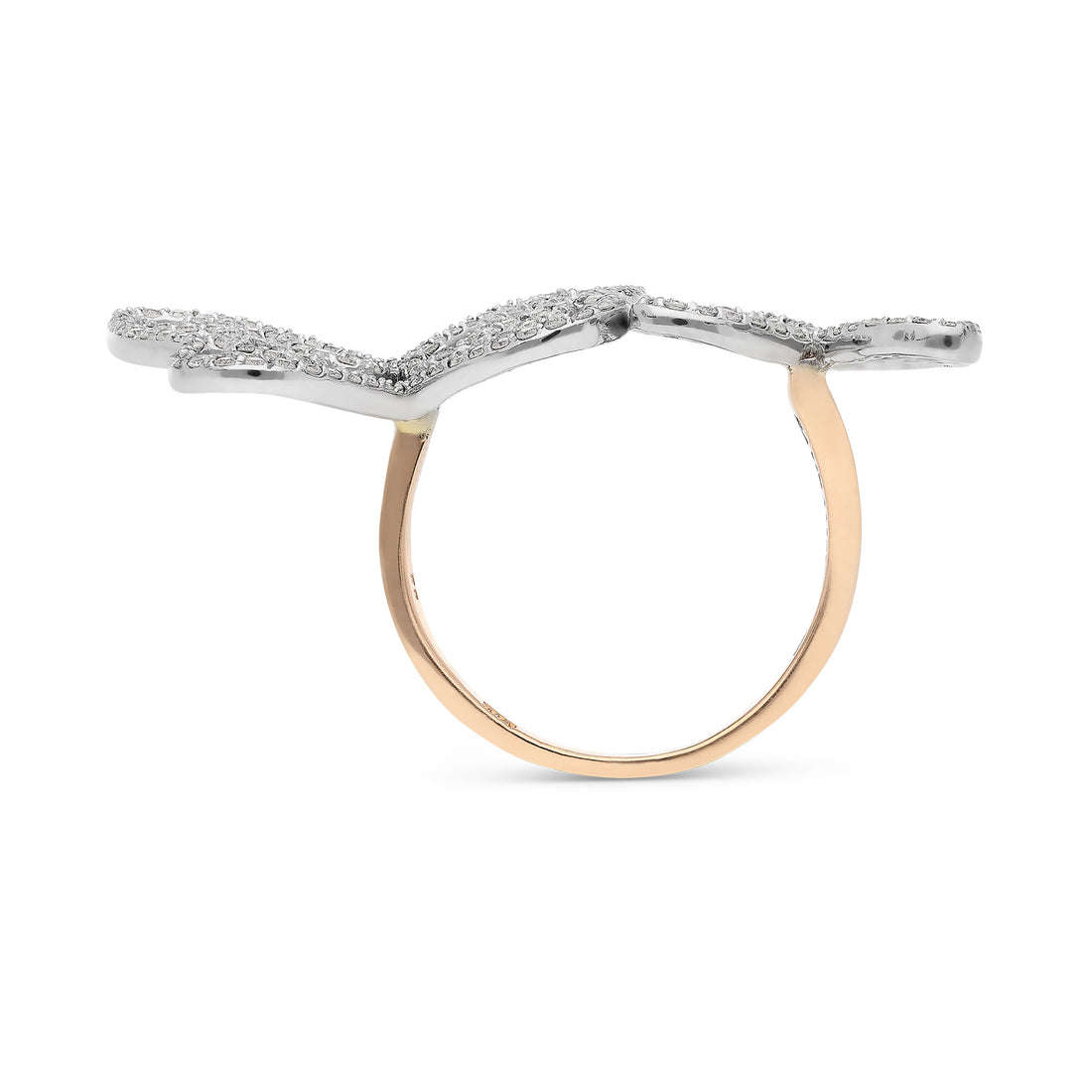 Rose Gold Diamond Open Centered Double Butterfly Ring