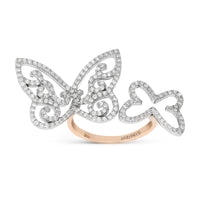 Rose Gold Diamond Open Centered Double Butterfly Ring