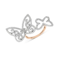 Rose Gold Diamond Open Centered Double Butterfly Ring