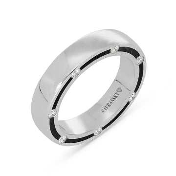 18K White Gold Men's Diamond Wedding Band