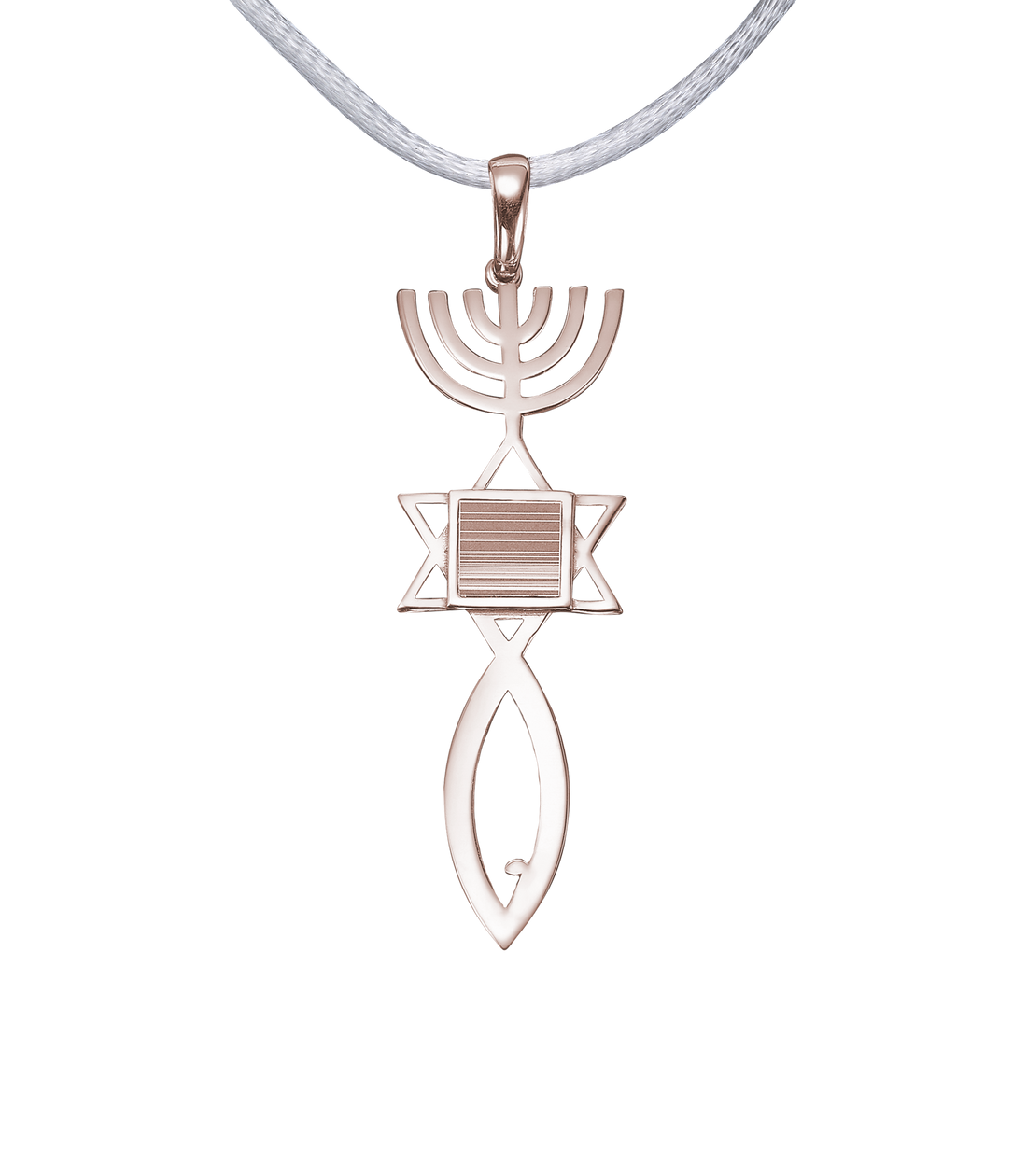 Messianic Seal of Jerusalem Pendant Necklace - Vermeil White Gold