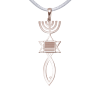 Messianic Seal of Jerusalem Pendant Necklace - Vermeil White Gold