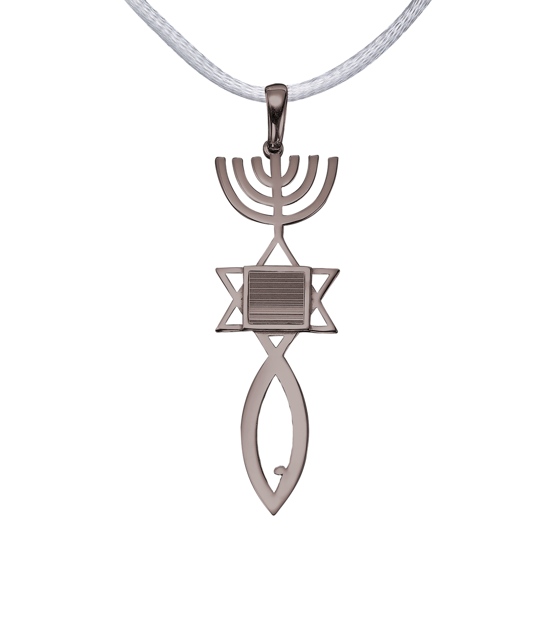 Messianic Seal of Jerusalem Pendant Necklace - Vermeil White Gold