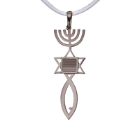 Messianic Seal of Jerusalem Pendant Necklace - Vermeil White Gold