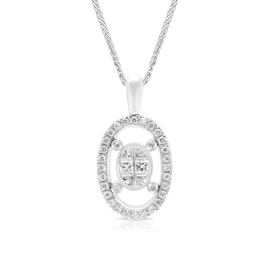 Oval Invisible Setting Diamond Necklace - 1 Carat