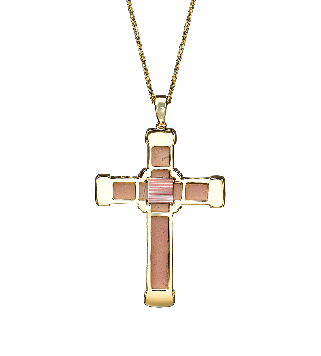 Yellow Gold Black Diamonds Holy Land love Cross Necklace