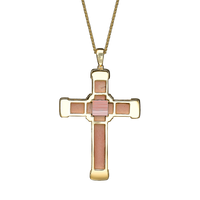 Yellow Gold Black Diamonds Holy Land love Cross Necklace