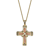 Yellow Gold Black Diamonds Holy Land love Cross Necklace