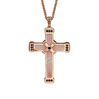 Rose Gold Black Diamonds Holy Land love Cross Necklace