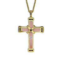 Yellow Gold Black Diamonds Holy Land love Cross Necklace