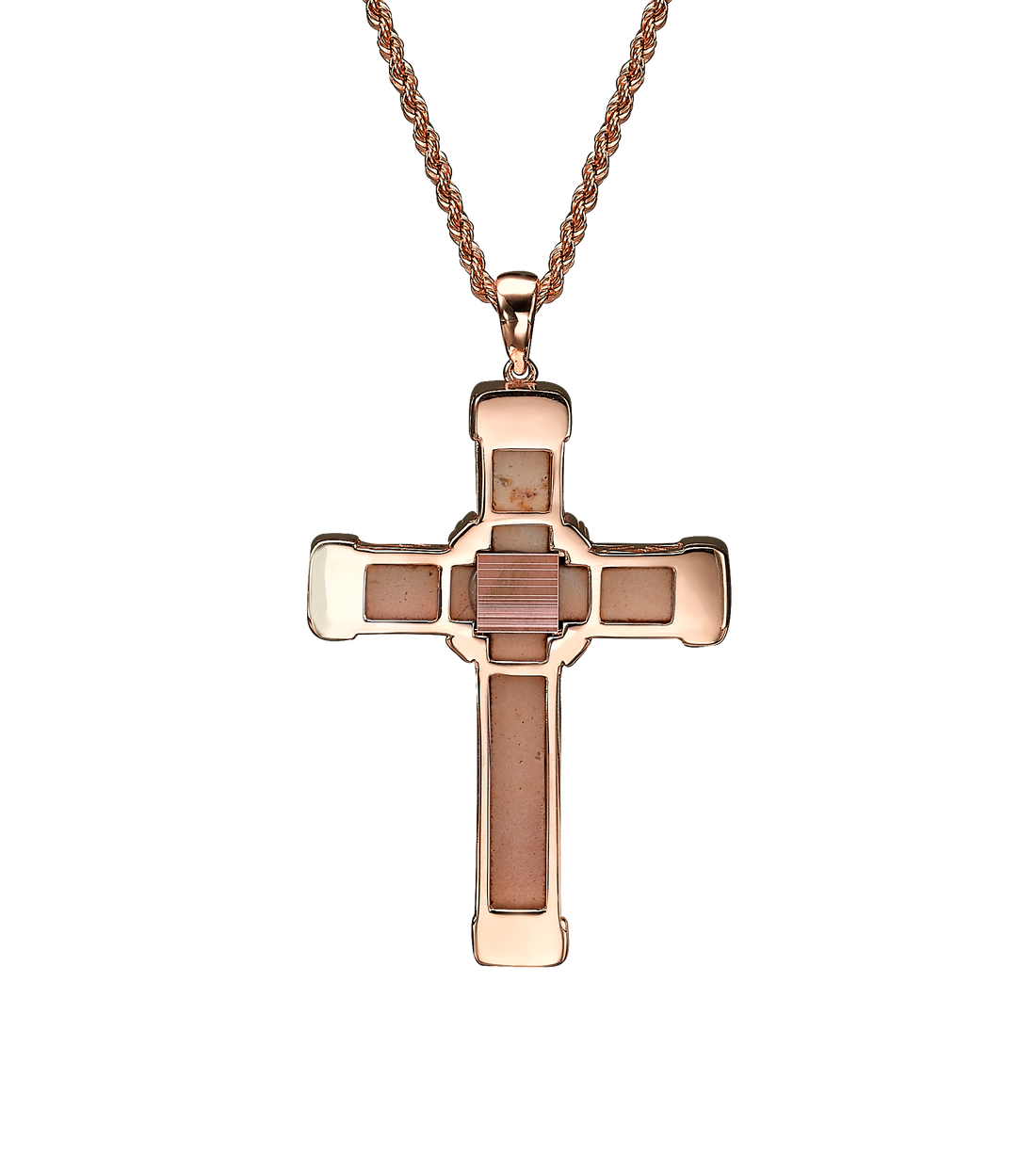 Rose Gold White Diamonds Holy Land love Cross Necklace